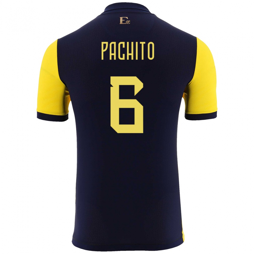 Hombre Camiseta Ecuador Angelica Pachito #6 Amarillo 1ª Equipación 24-26 La Camisa Chile