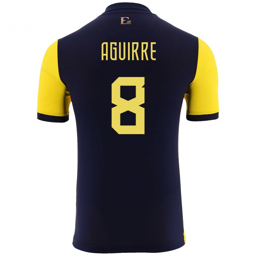 Hombre Camiseta Ecuador Marthina Aguirre #8 Amarillo 1ª Equipación 24-26 La Camisa Chile