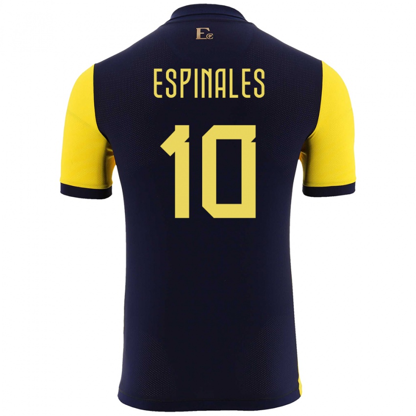 Hombre Camiseta Ecuador Joselyn Espinales #10 Amarillo 1ª Equipación 24-26 La Camisa Chile