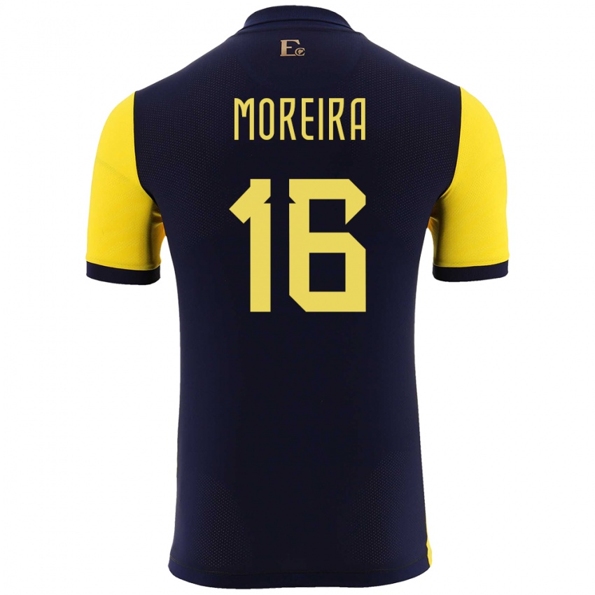 Hombre Camiseta Ecuador Ligia Moreira #16 Amarillo 1ª Equipación 24-26 La Camisa Chile