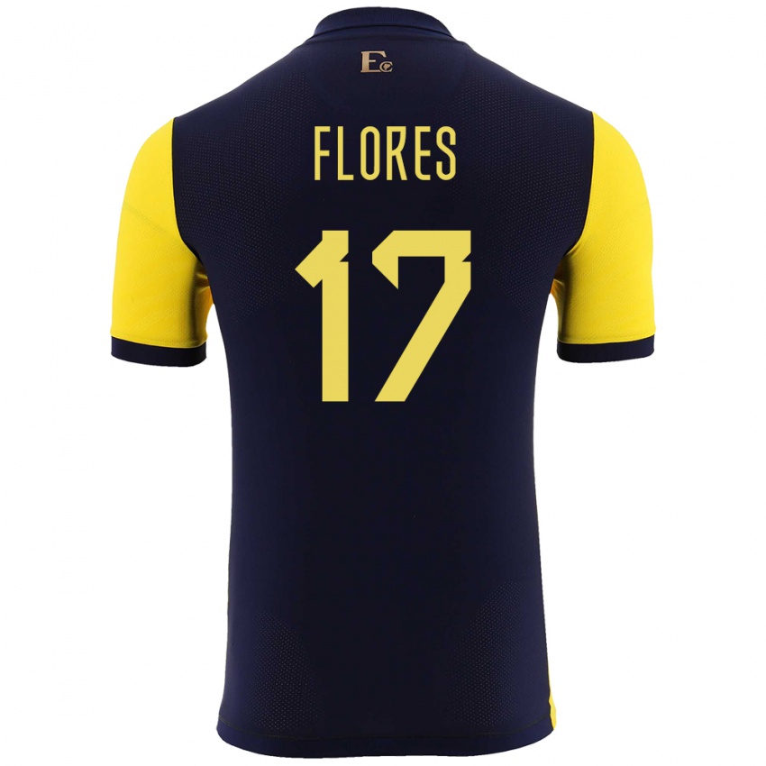 Hombre Camiseta Ecuador Karen Flores #17 Amarillo 1ª Equipación 24-26 La Camisa Chile