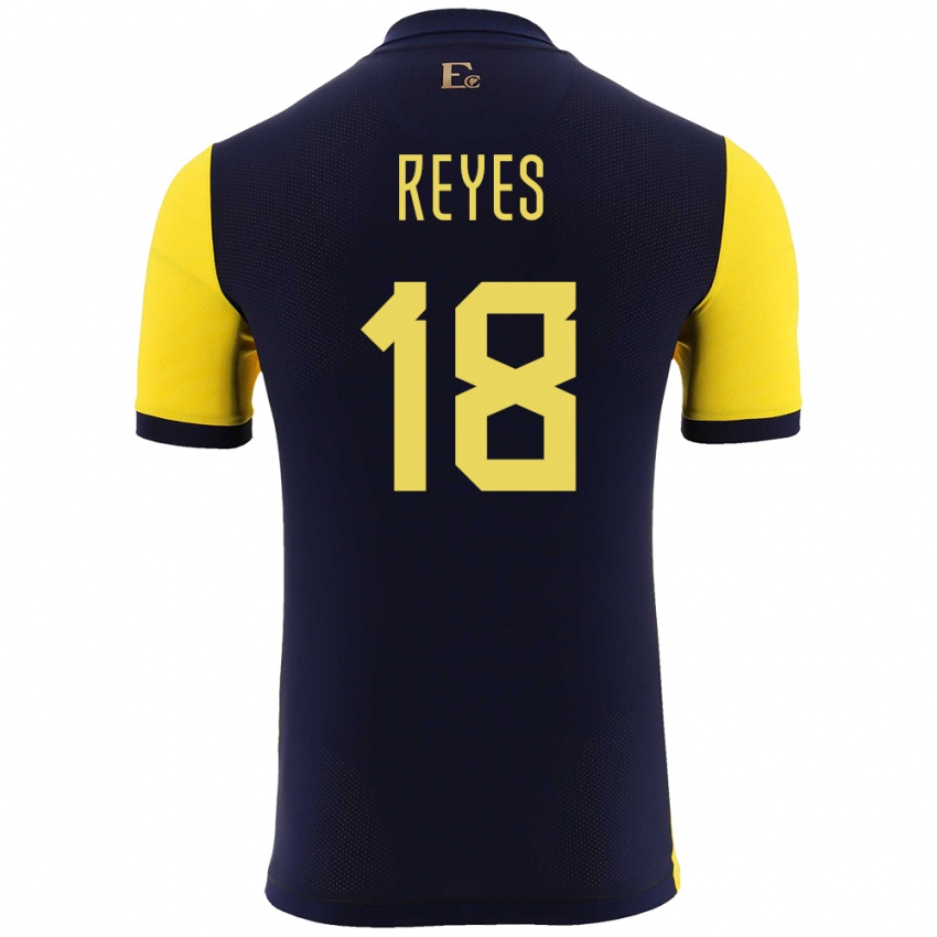 Hombre Camiseta Ecuador Ashley Reyes #18 Amarillo 1ª Equipación 24-26 La Camisa Chile