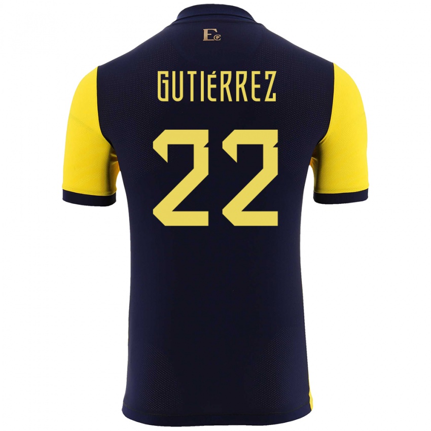 Hombre Camiseta Ecuador Melanie Gutierrez #22 Amarillo 1ª Equipación 24-26 La Camisa Chile