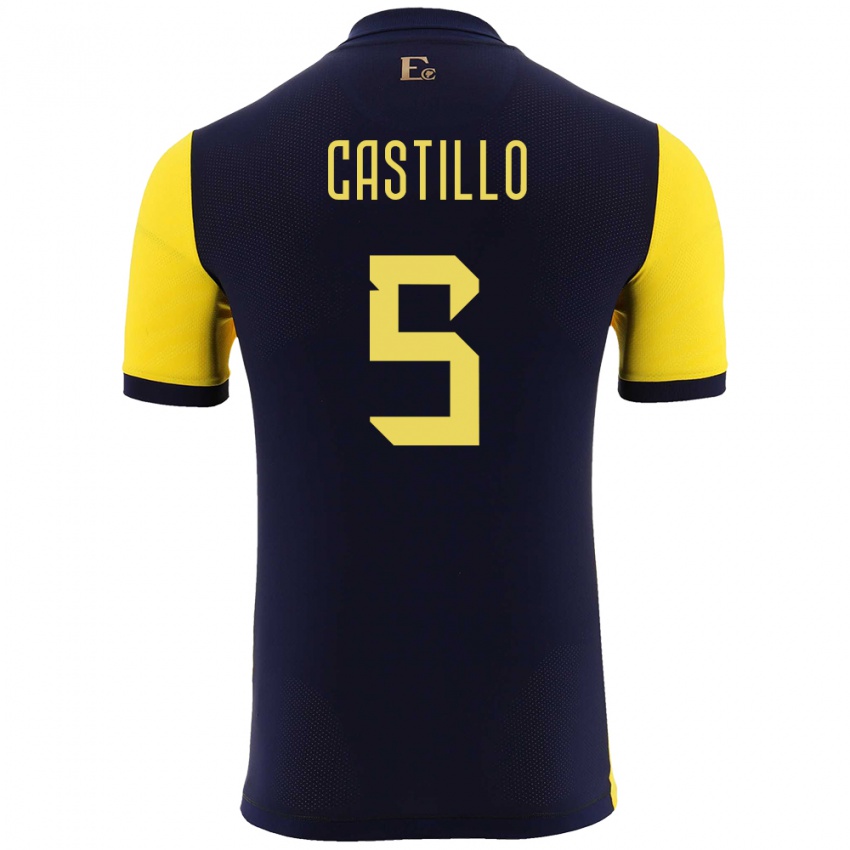 Hombre Camiseta Ecuador Denil Castillo #5 Amarillo 1ª Equipación 24-26 La Camisa Chile