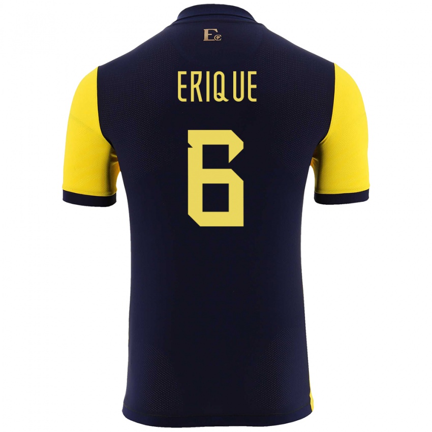 Hombre Camiseta Ecuador Yeltzin Erique #6 Amarillo 1ª Equipación 24-26 La Camisa Chile