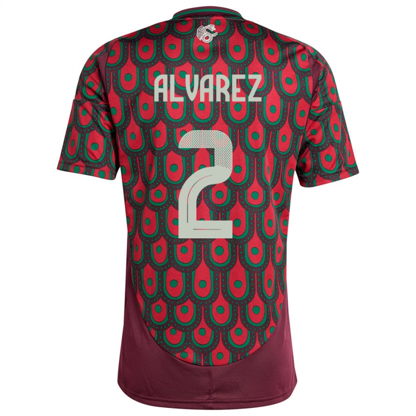 Hombre Camiseta México Kevin Alvarez #2 Granate 1ª Equipación 24-26 La Camisa Chile