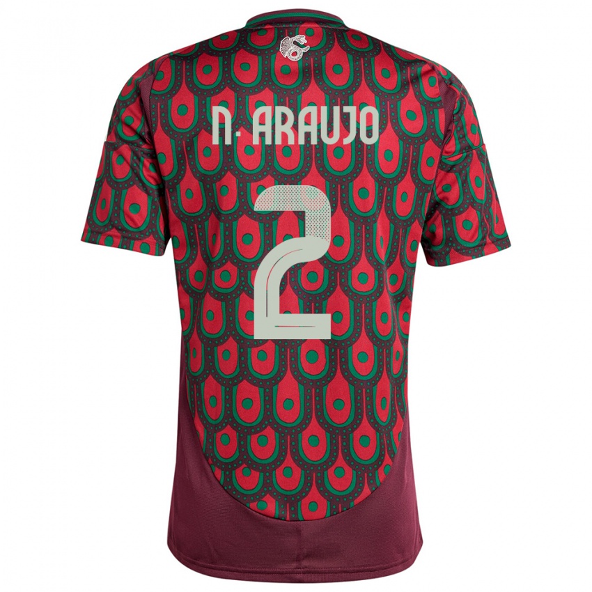 Hombre Camiseta México Nestor Araujo #2 Granate 1ª Equipación 24-26 La Camisa Chile