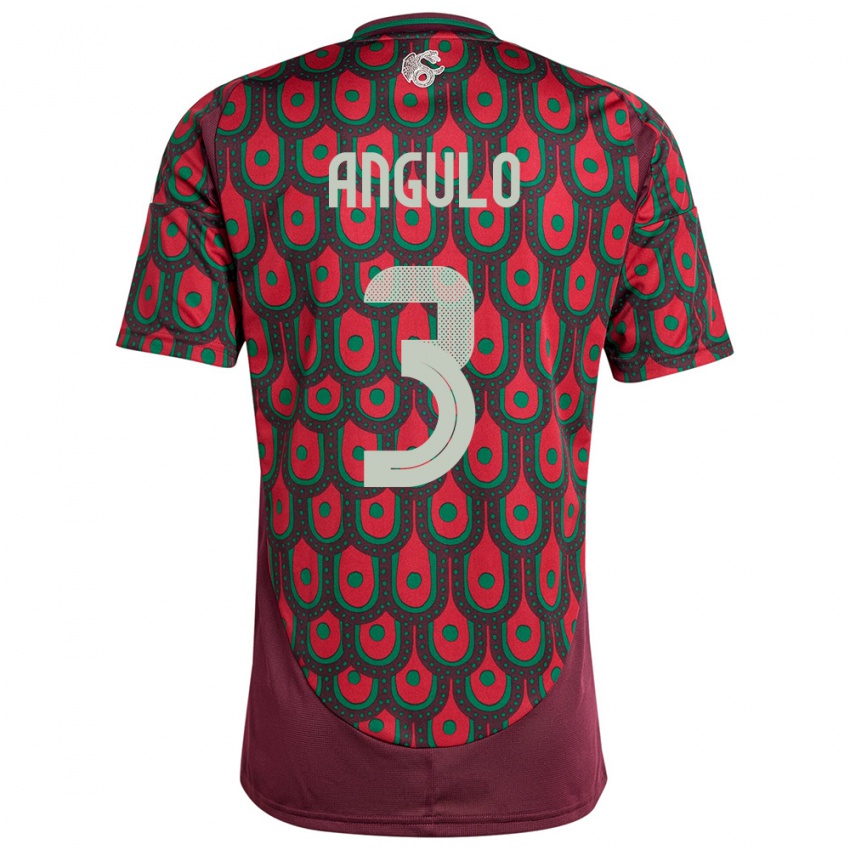 Hombre Camiseta México Jesus Angulo #3 Granate 1ª Equipación 24-26 La Camisa Chile