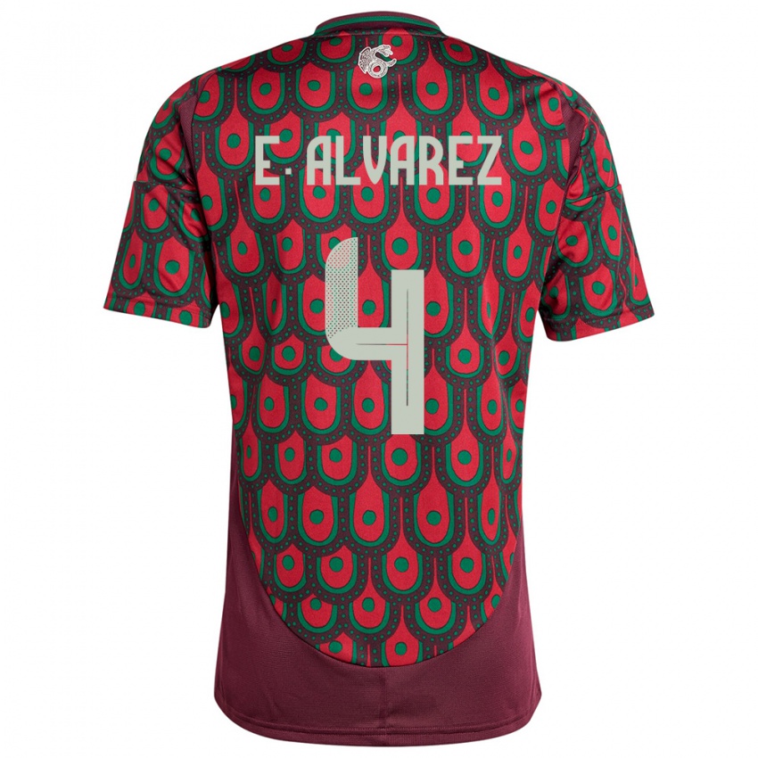 Hombre Camiseta México Edson Alvarez #4 Granate 1ª Equipación 24-26 La Camisa Chile