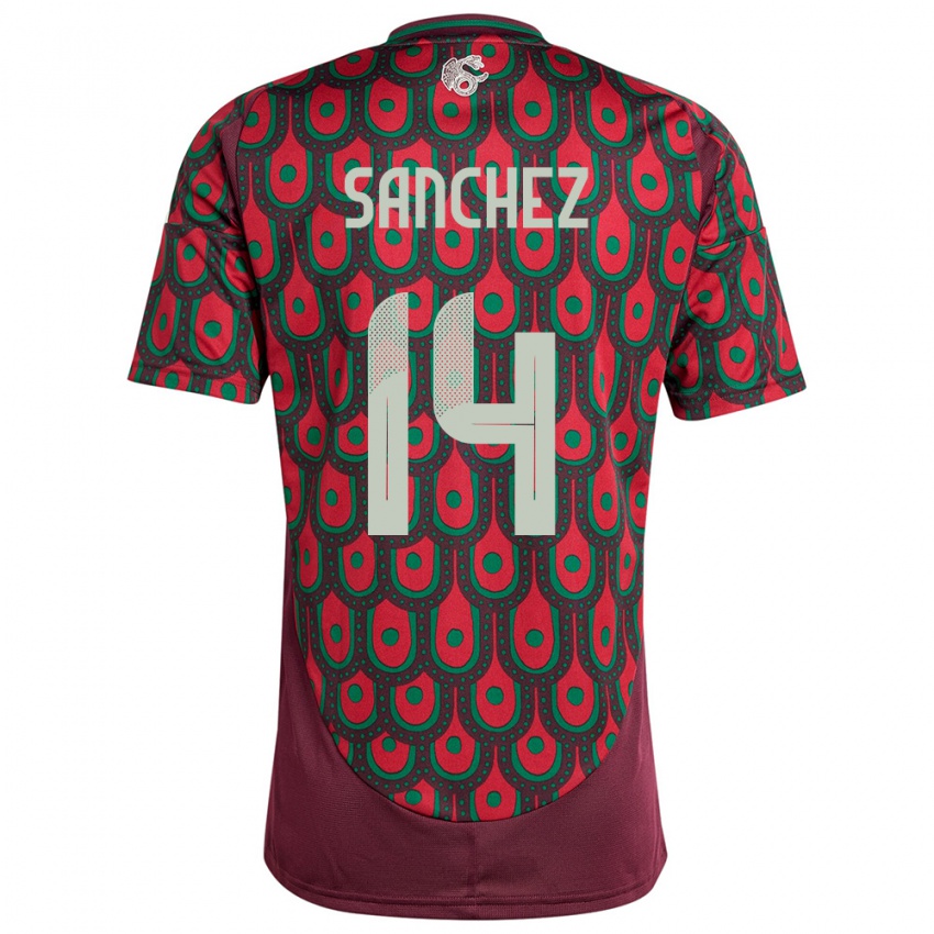 Hombre Camiseta México Erick Sanchez #14 Granate 1ª Equipación 24-26 La Camisa Chile