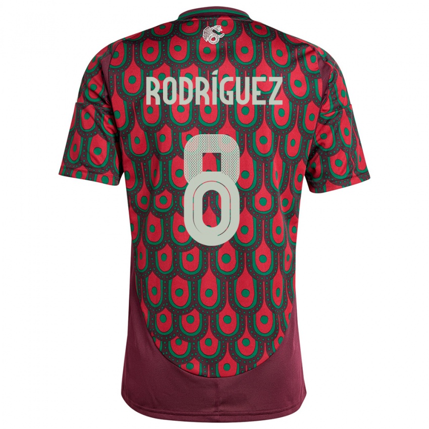 Hombre Camiseta México Carlos Rodriguez #8 Granate 1ª Equipación 24-26 La Camisa Chile