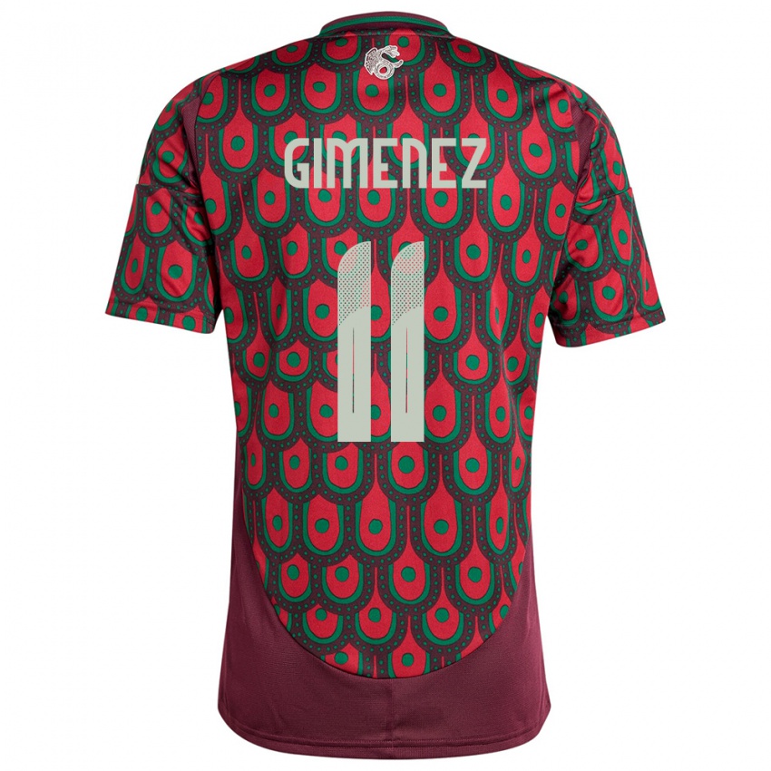 Hombre Camiseta México Santiago Gimenez #11 Granate 1ª Equipación 24-26 La Camisa Chile