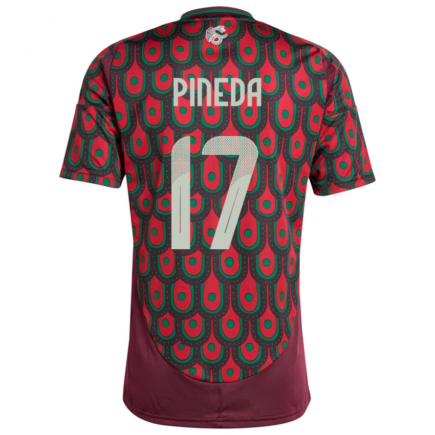 Hombre Camiseta México Orbelin Pineda #17 Granate 1ª Equipación 24-26 La Camisa Chile