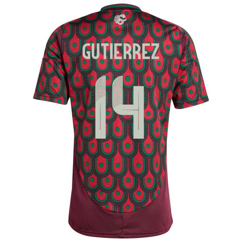 Hombre Camiseta México Erick Gutierrez #14 Granate 1ª Equipación 24-26 La Camisa Chile