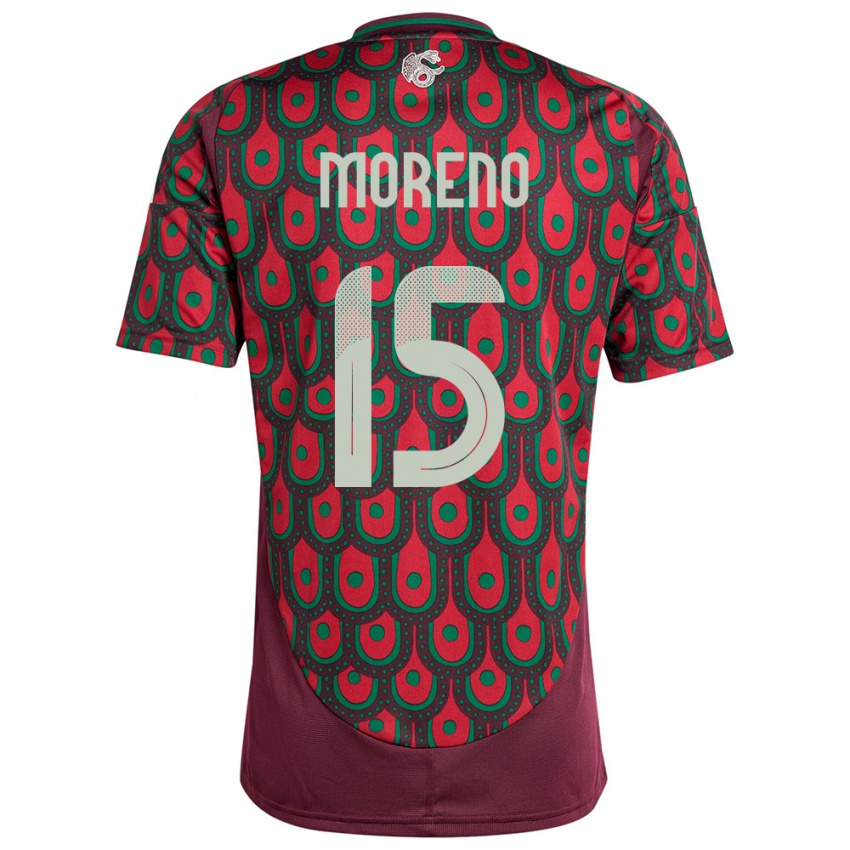 Hombre Camiseta México Hector Moreno #15 Granate 1ª Equipación 24-26 La Camisa Chile