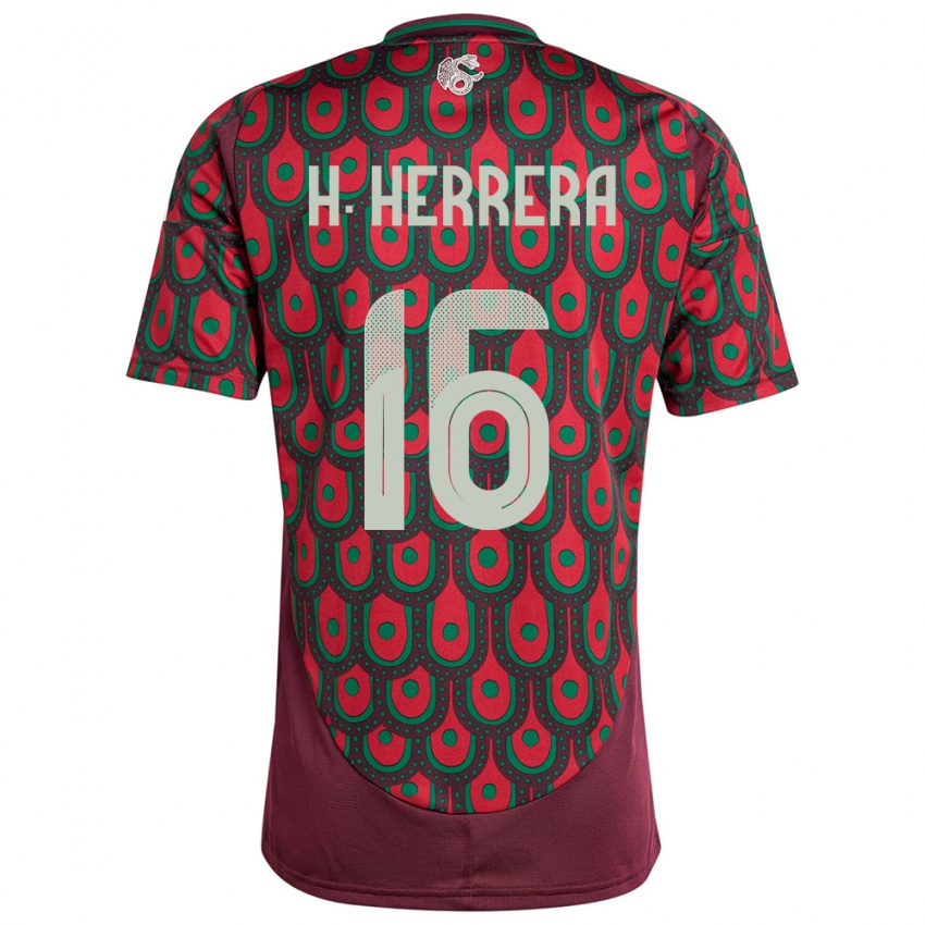 Hombre Camiseta México Hector Herrera #16 Granate 1ª Equipación 24-26 La Camisa Chile