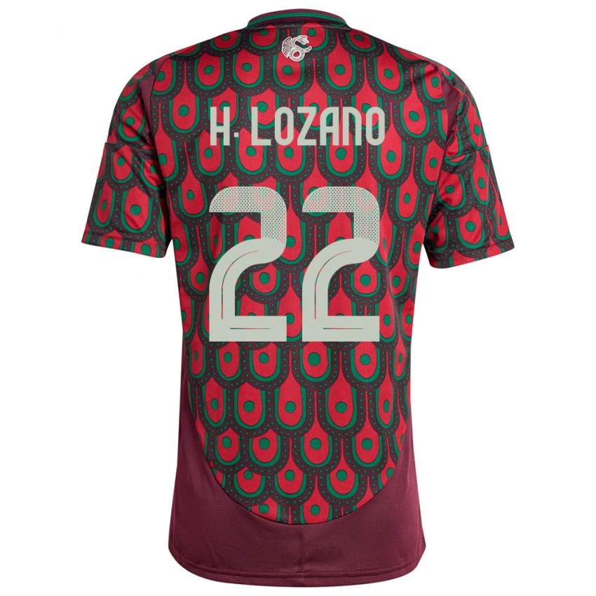 Hombre Camiseta México Hirving Lozano #22 Granate 1ª Equipación 24-26 La Camisa Chile