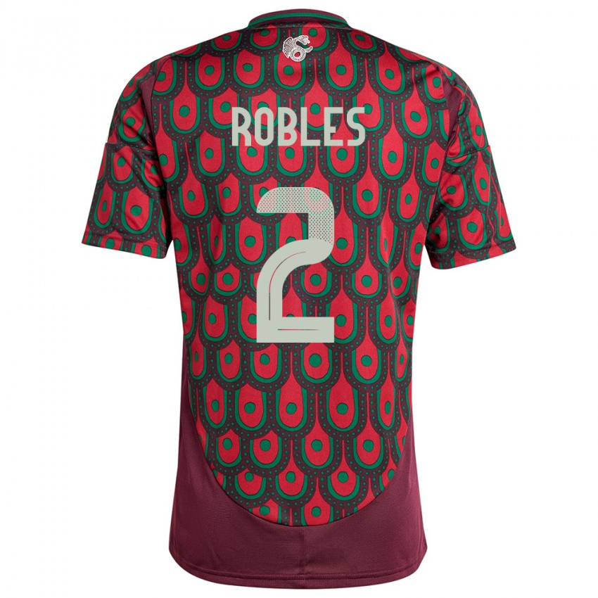 Hombre Camiseta México Kenti Robles #2 Granate 1ª Equipación 24-26 La Camisa Chile