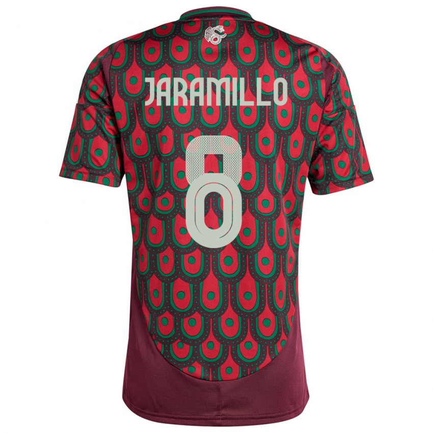 Hombre Camiseta México Carolina Jaramillo #8 Granate 1ª Equipación 24-26 La Camisa Chile