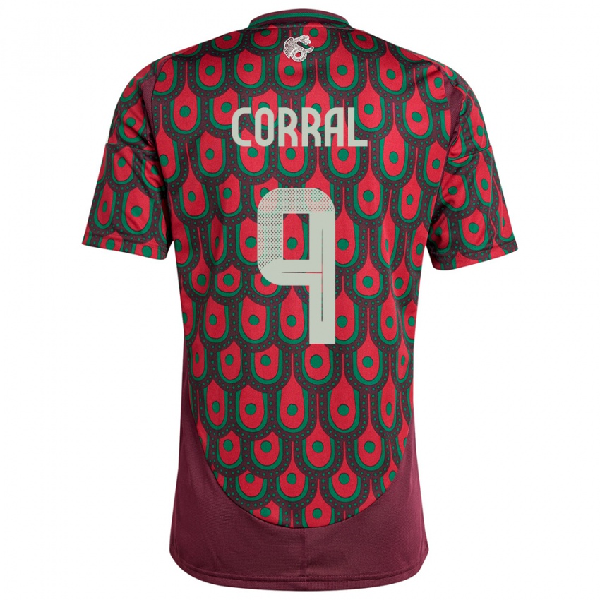 Hombre Camiseta México Charlyn Corral #9 Granate 1ª Equipación 24-26 La Camisa Chile