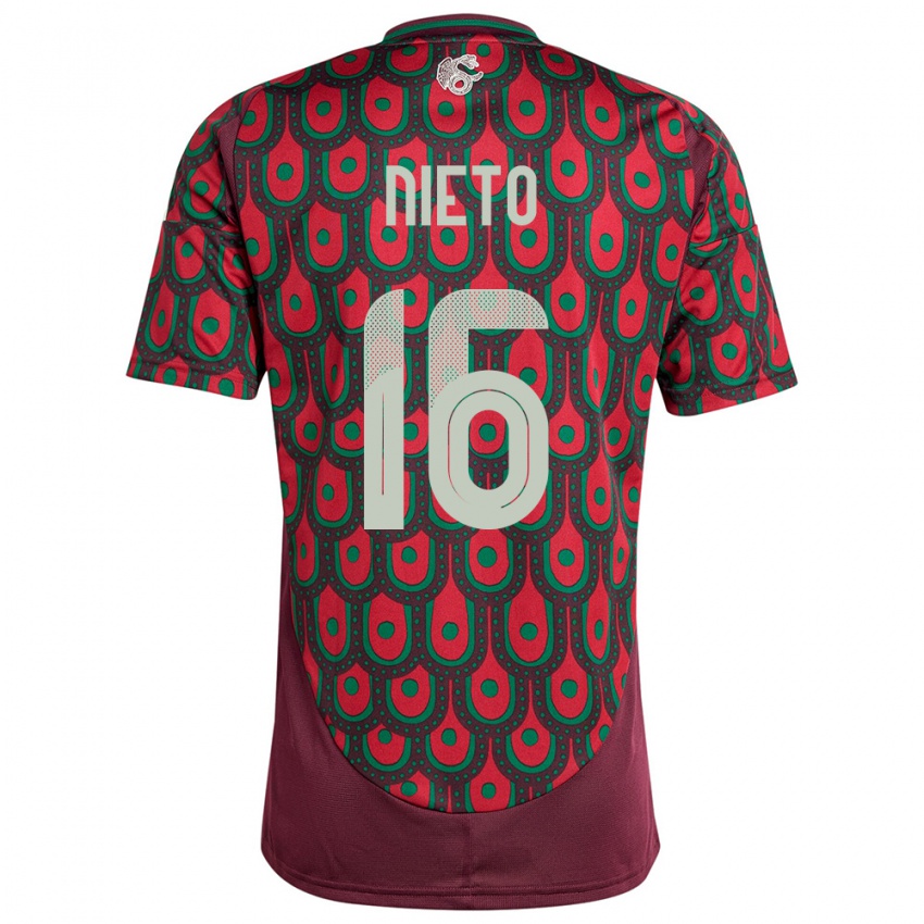 Hombre Camiseta México Karla Nieto #16 Granate 1ª Equipación 24-26 La Camisa Chile