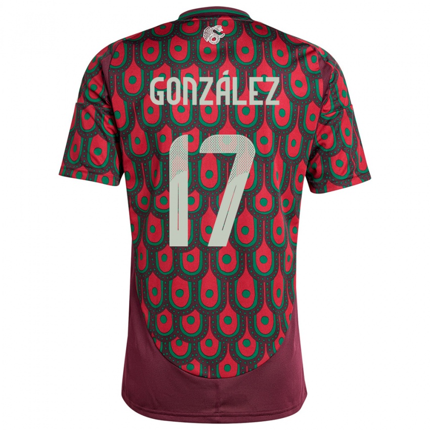 Hombre Camiseta México Alison Gonzalez #17 Granate 1ª Equipación 24-26 La Camisa Chile