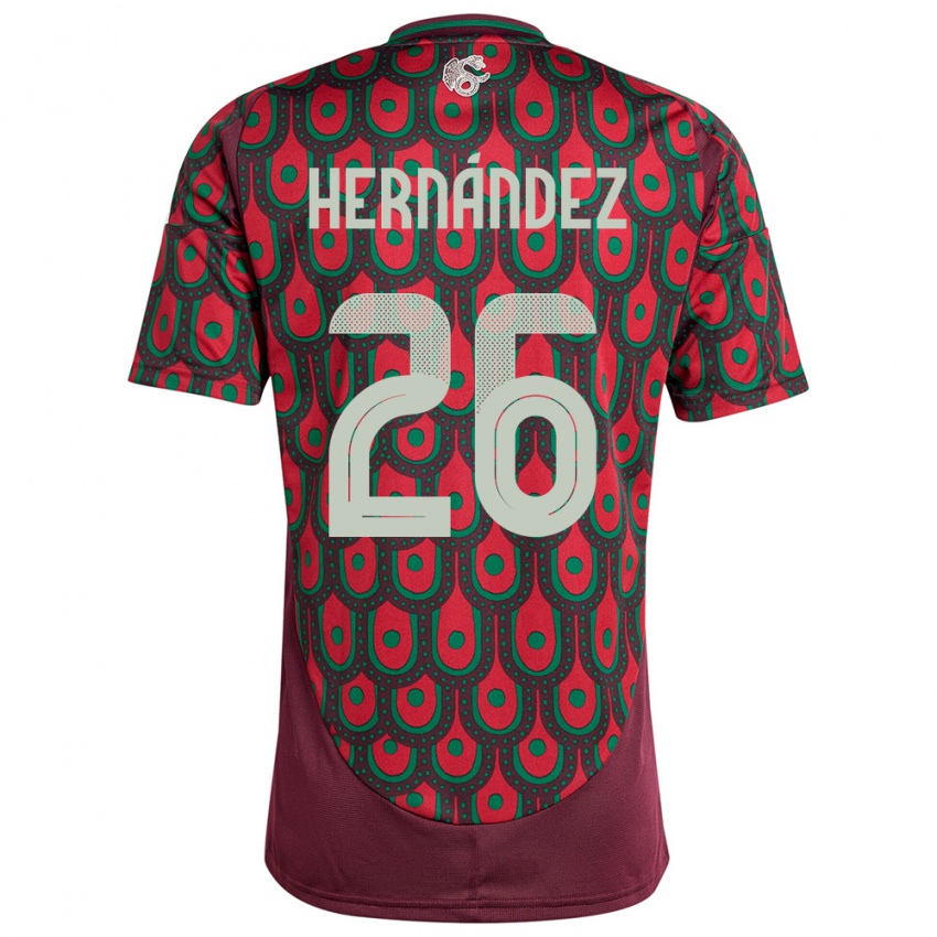 Hombre Camiseta México Nicolette Hernandez #26 Granate 1ª Equipación 24-26 La Camisa Chile