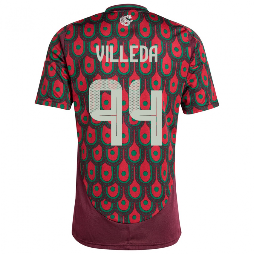 Hombre Camiseta México Melany Villeda #94 Granate 1ª Equipación 24-26 La Camisa Chile