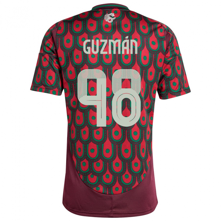 Hombre Camiseta México Kinberly Guzman #98 Granate 1ª Equipación 24-26 La Camisa Chile