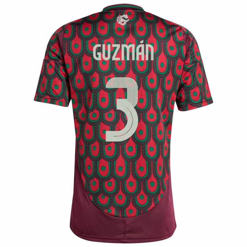 Hombre Camiseta México Victor Guzman #3 Granate 1ª Equipación 24-26 La Camisa Chile