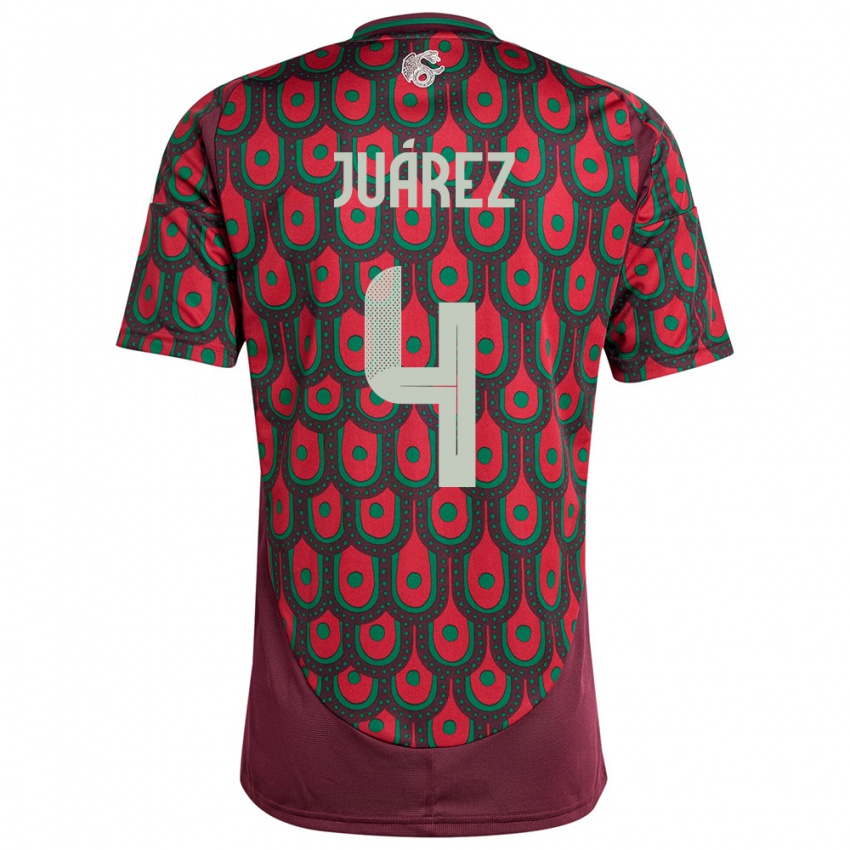 Hombre Camiseta México Ramon Juarez #4 Granate 1ª Equipación 24-26 La Camisa Chile