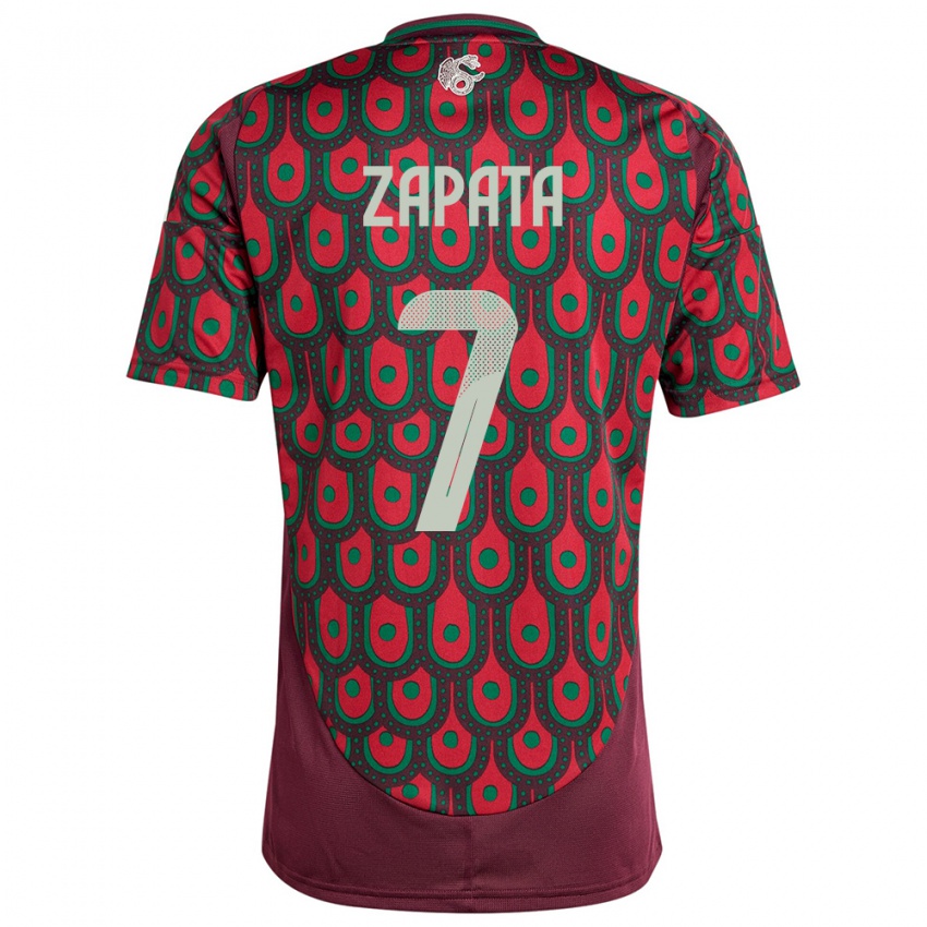 Hombre Camiseta México Angel Zapata #7 Granate 1ª Equipación 24-26 La Camisa Chile