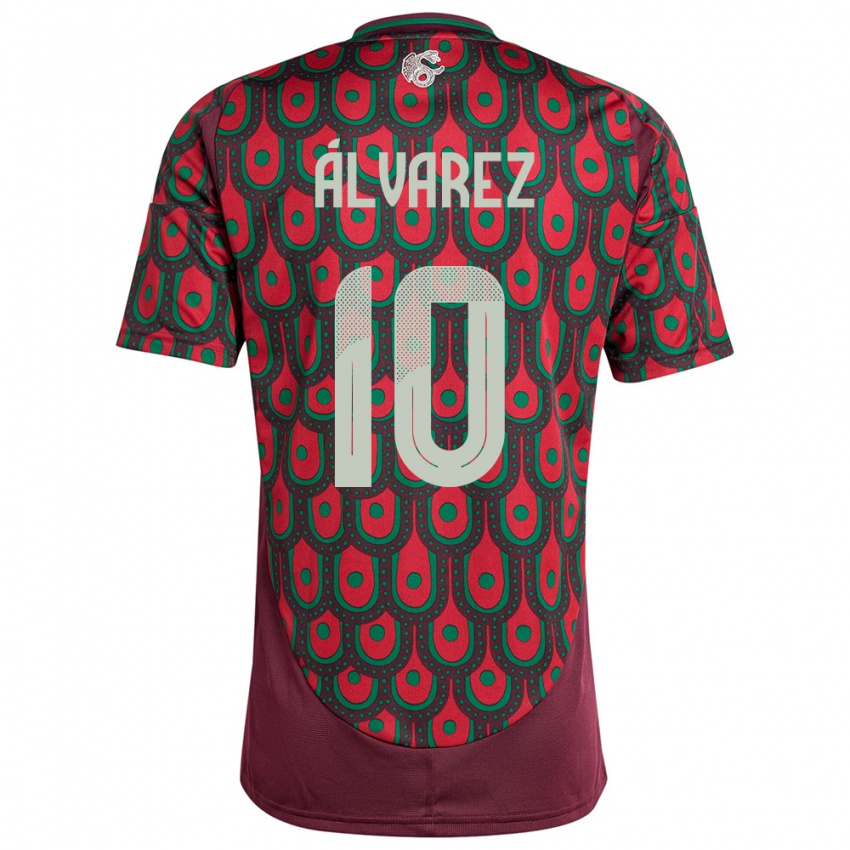 Hombre Camiseta México Efrain Alvarez #10 Granate 1ª Equipación 24-26 La Camisa Chile