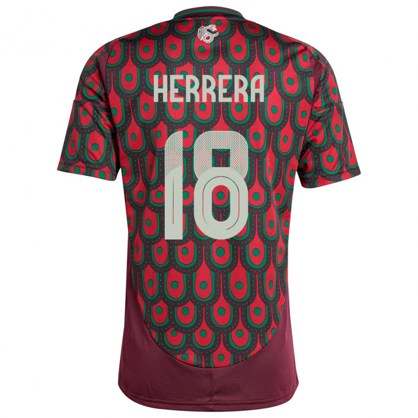 Hombre Camiseta México Ozziel Herrera #18 Granate 1ª Equipación 24-26 La Camisa Chile