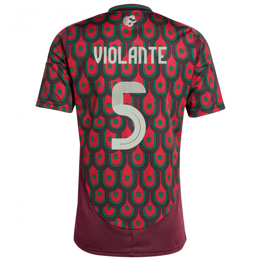 Hombre Camiseta México Isaias Violante #5 Granate 1ª Equipación 24-26 La Camisa Chile