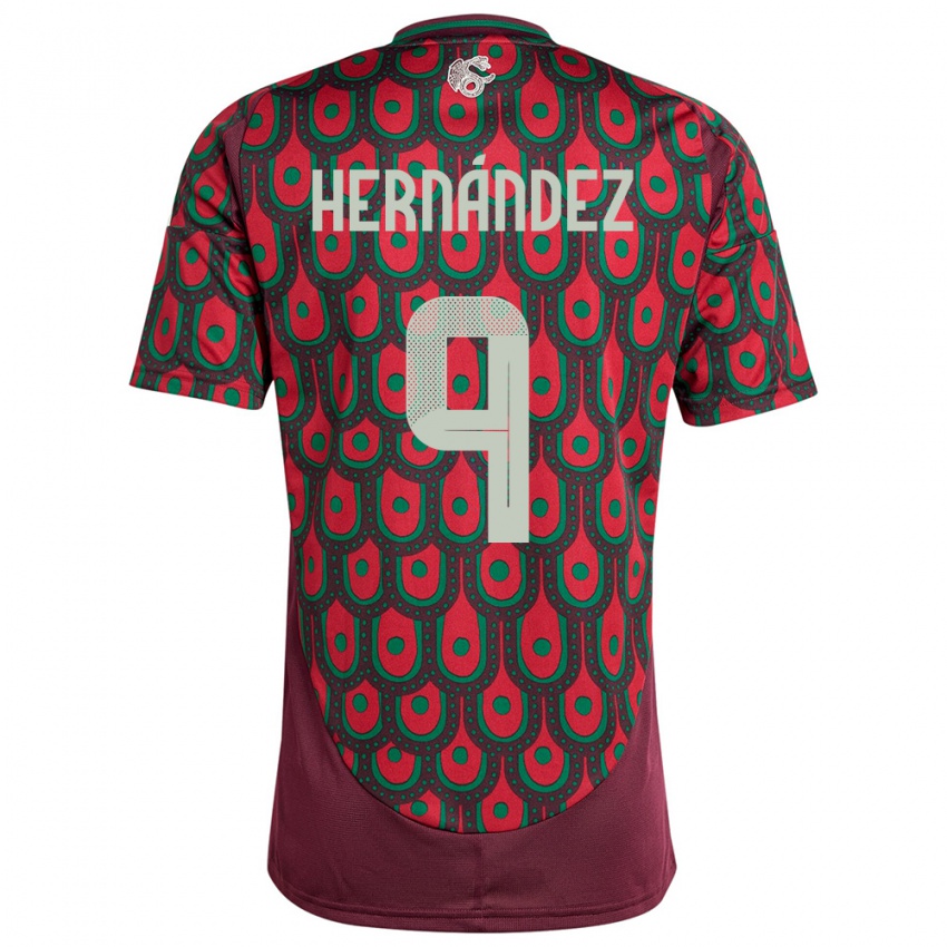 Hombre Camiseta México Jesus Hernandez #9 Granate 1ª Equipación 24-26 La Camisa Chile