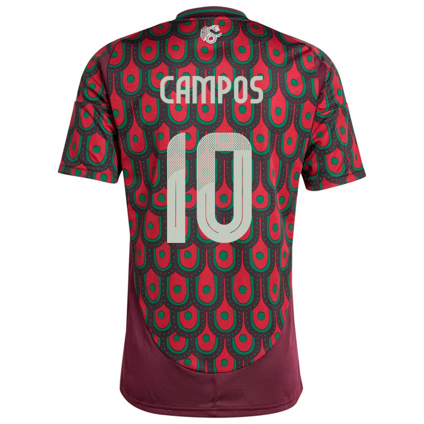 Hombre Camiseta México Karel Campos #10 Granate 1ª Equipación 24-26 La Camisa Chile