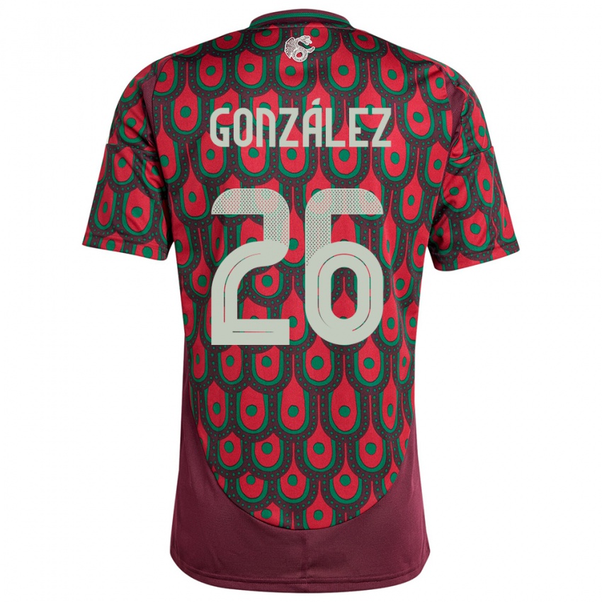 Hombre Camiseta México Bryan Gonzalez #26 Granate 1ª Equipación 24-26 La Camisa Chile