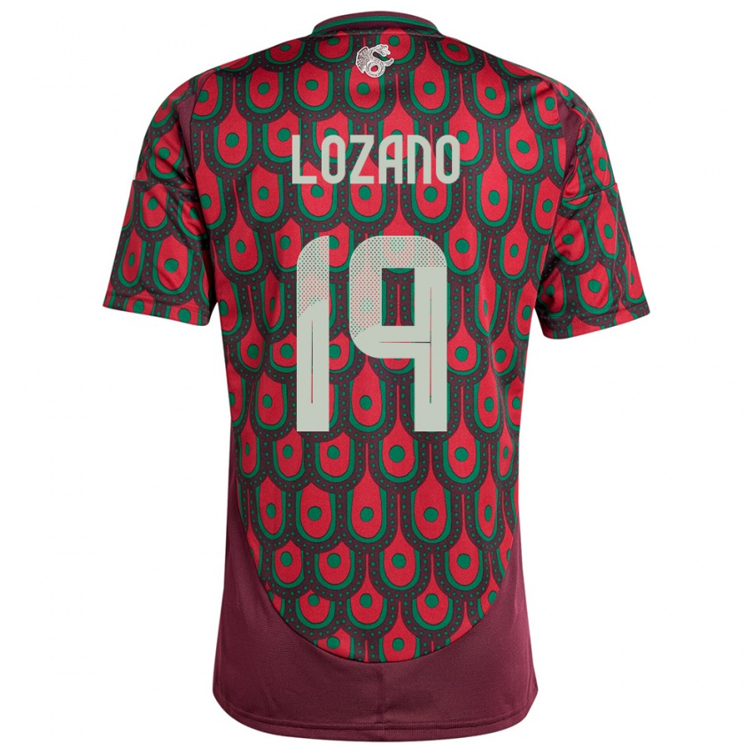 Hombre Camiseta México Esteban Lozano #19 Granate 1ª Equipación 24-26 La Camisa Chile