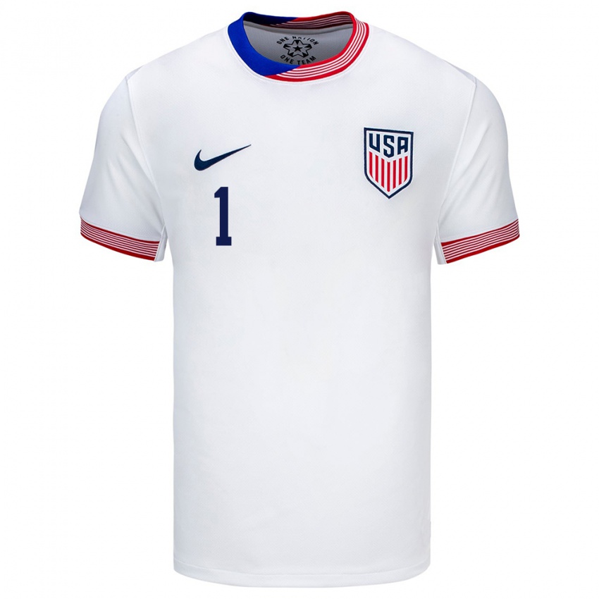 Hombre Camiseta Estados Unidos Alyssa Naeher #1 Blanco 1ª Equipación 24-26 La Camisa Chile