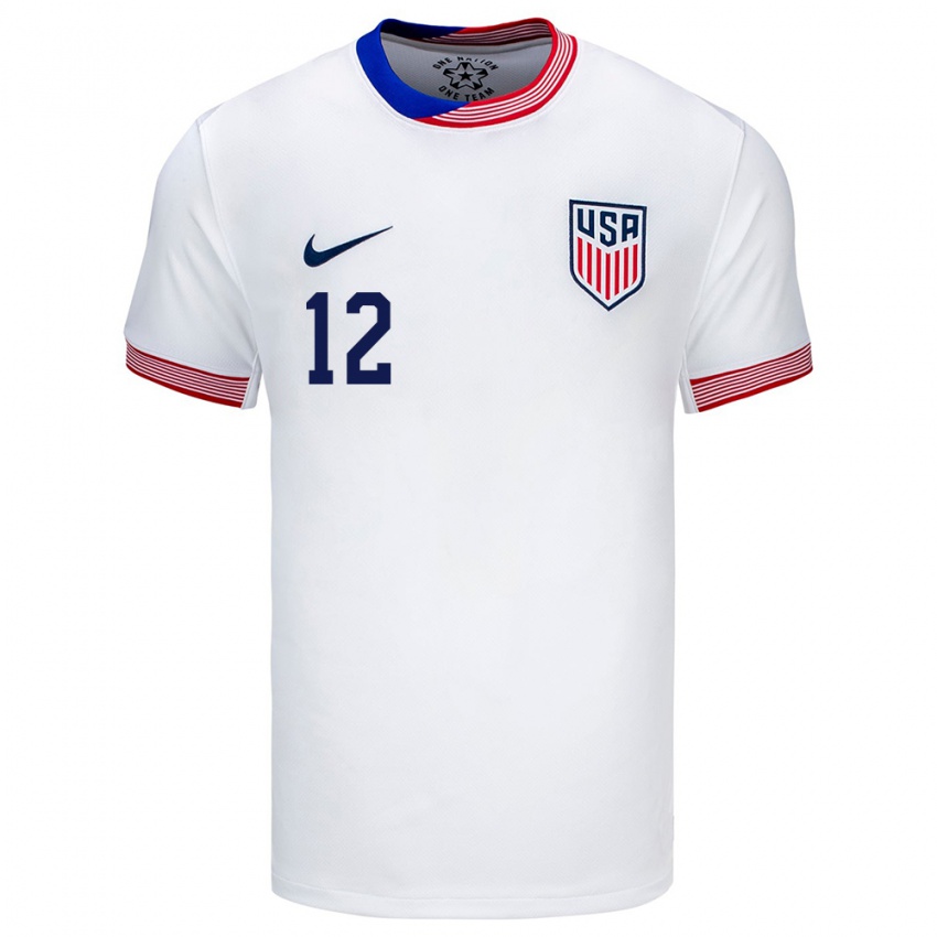 Hombre Camiseta Estados Unidos Adam Beaudry #12 Blanco 1ª Equipación 24-26 La Camisa Chile