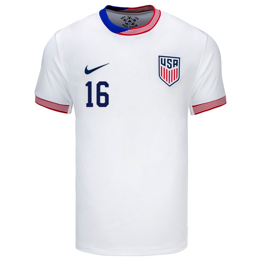 Hombre Camiseta Estados Unidos Alex Freeman #16 Blanco 1ª Equipación 24-26 La Camisa Chile