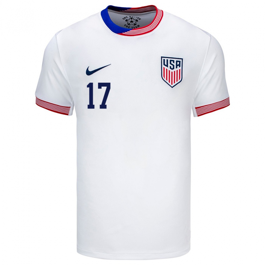 Hombre Camiseta Estados Unidos Brian Gutierrez #17 Blanco 1ª Equipación 24-26 La Camisa Chile