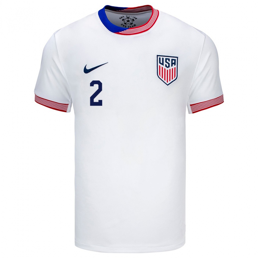 Hombre Camiseta Estados Unidos Cameron Carter-Vickers #2 Blanco 1ª Equipación 24-26 La Camisa Chile