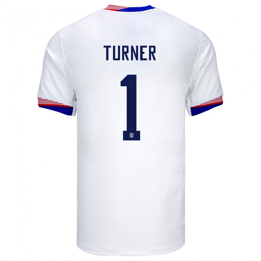 Hombre Camiseta Estados Unidos Matt Turner #1 Blanco 1ª Equipación 24-26 La Camisa Chile