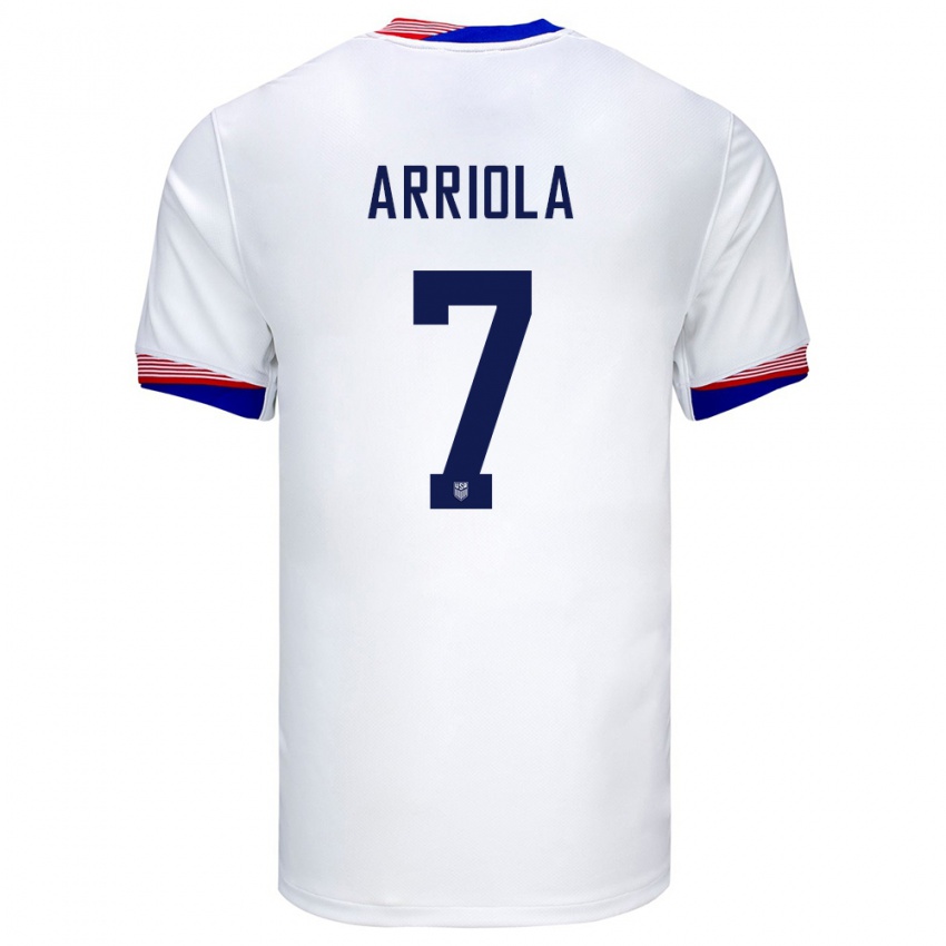 Hombre Camiseta Estados Unidos Paul Arriola #7 Blanco 1ª Equipación 24-26 La Camisa Chile