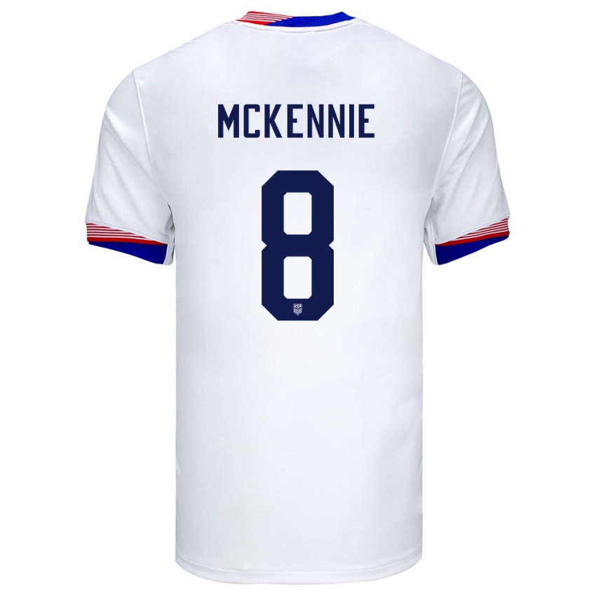 Hombre Camiseta Estados Unidos Weston Mckennie #8 Blanco 1ª Equipación 24-26 La Camisa Chile