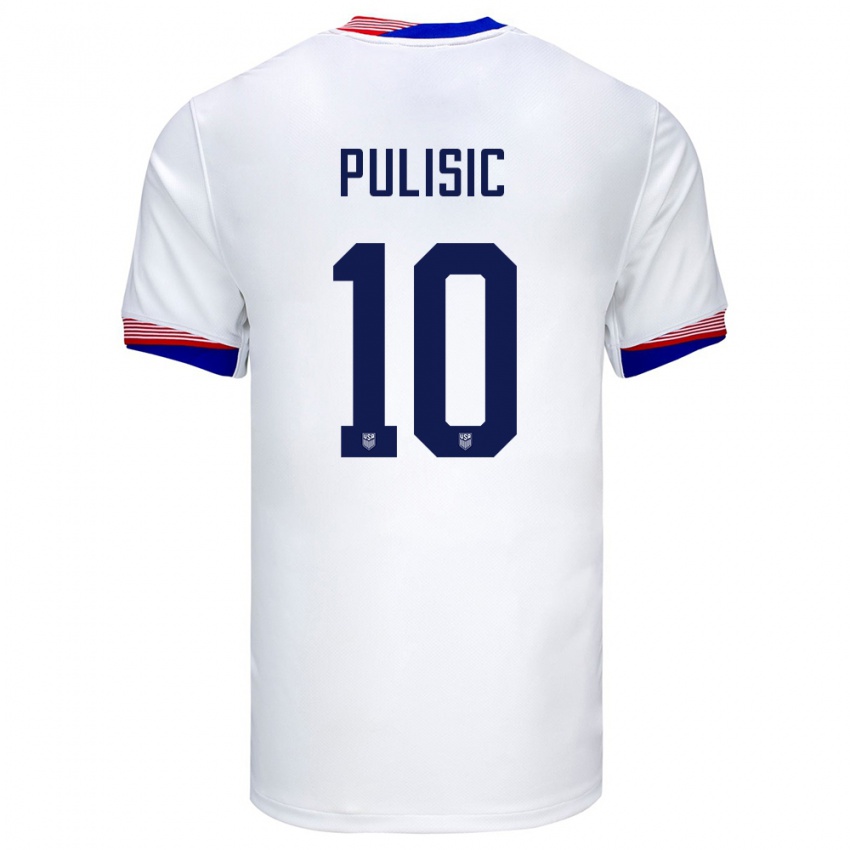 Hombre Camiseta Estados Unidos Christian Pulisic #10 Blanco 1ª Equipación 24-26 La Camisa Chile