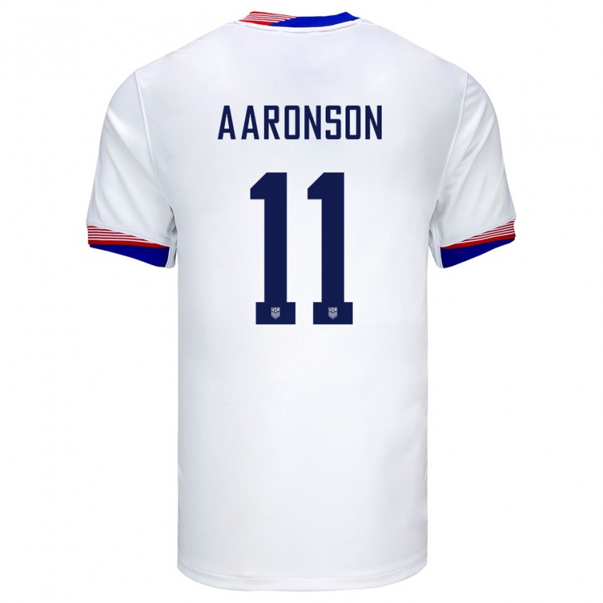 Hombre Camiseta Estados Unidos Brenden Aaronson #11 Blanco 1ª Equipación 24-26 La Camisa Chile