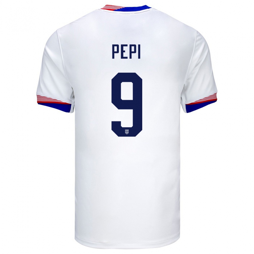 Hombre Camiseta Estados Unidos Ricardo Pepi #9 Blanco 1ª Equipación 24-26 La Camisa Chile